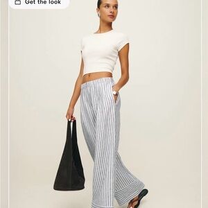 Reformation Fernando Linen Wide Leg Pant Antibes Stripe Size S NWT
